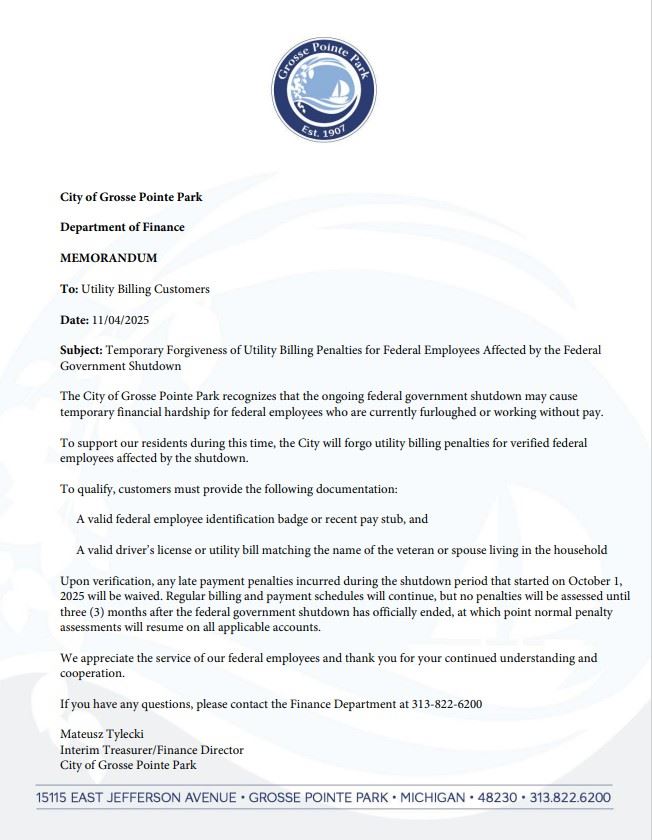 Water Bill Forgiveness Program for Federal Employees