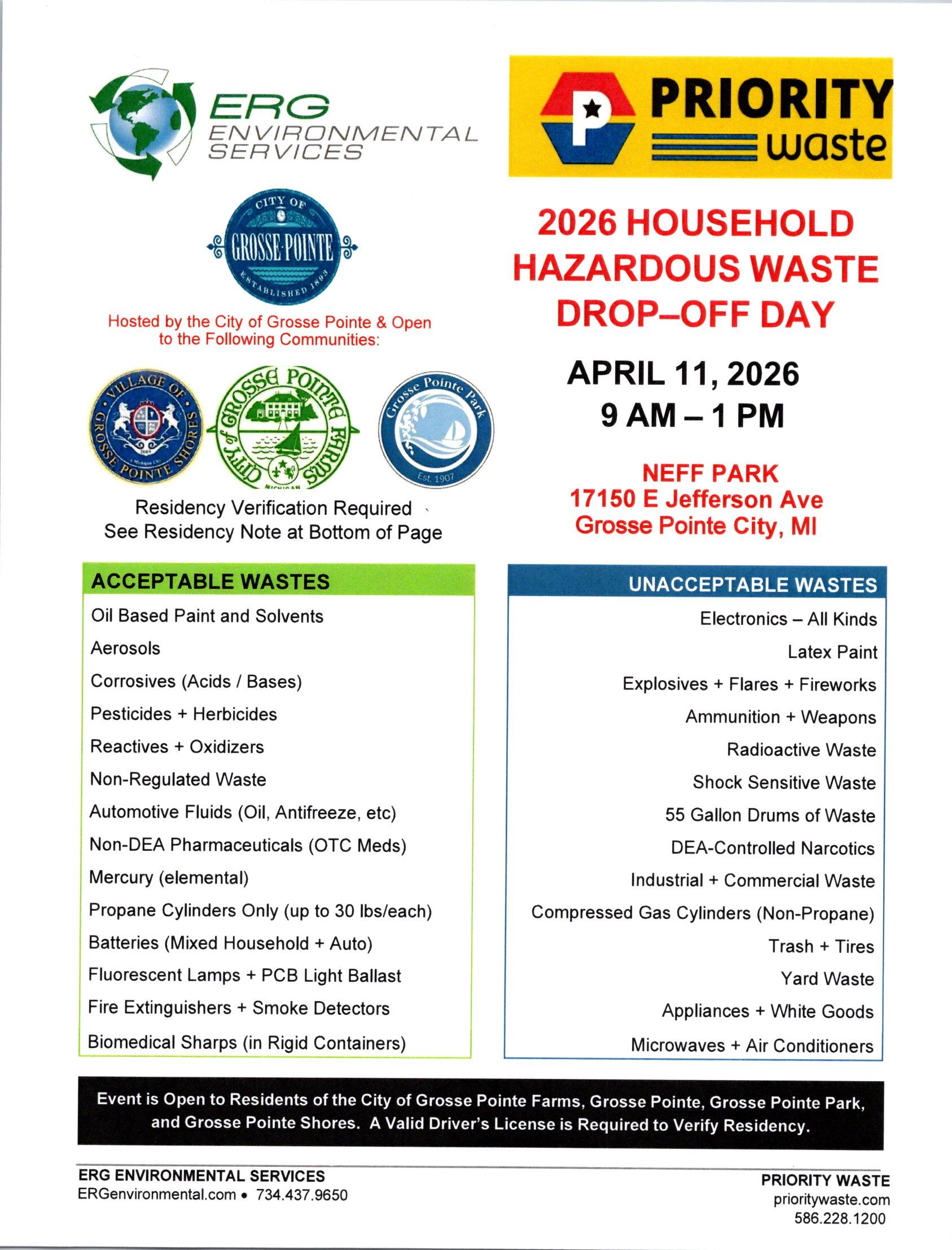 2026 Hazardous Waste Drop Off